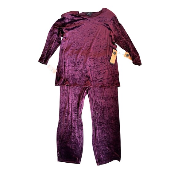 NWT Carol Little Velour Sz 22 Burgundy Tunic Pants Lounge Set Y2K Whimsigoth - Picture 1 of 13